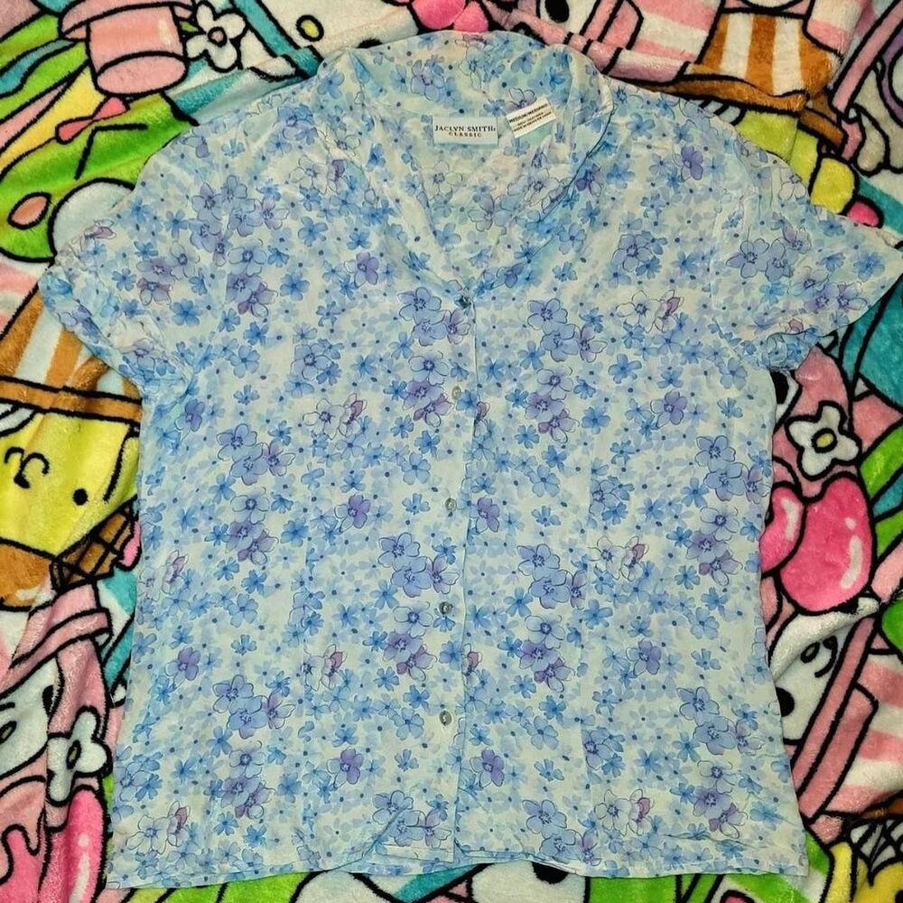 Jaclyn-smith Women's White and Blue Blouse